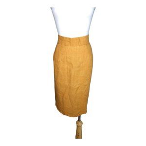 Vintage Mark Shale 100% Linen Pencil Skirt - Mustard Yellow Size 6